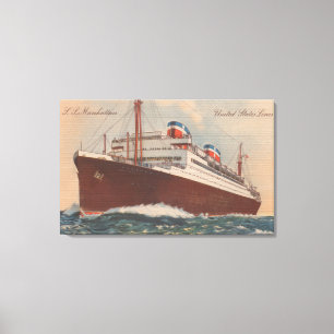 Uitzicht van de S.S. cruiseschip Manhattan Cunard Canvas Afdruk