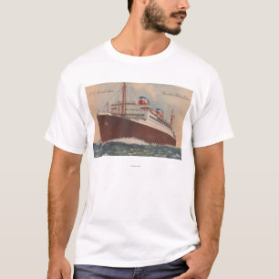 Uitzicht van de S.S. cruiseschip Manhattan Cunard T-shirt