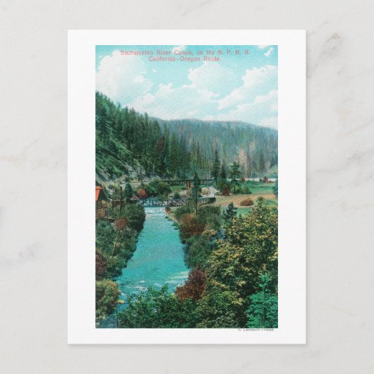 Uitzicht van de Sacramento-rivier de Canyon op SP Briefkaart (Voorkant)