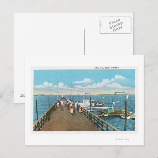 Uitzicht van de Salem Willows Pier Briefkaart (Voorkant / Achterkant)