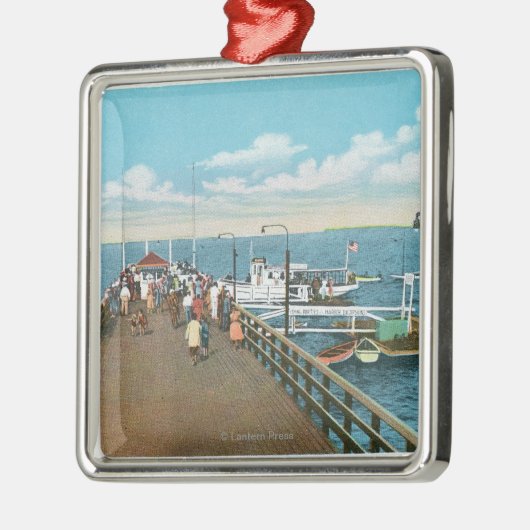 Uitzicht van de Salem Willows Pier Metalen Ornament (Links)