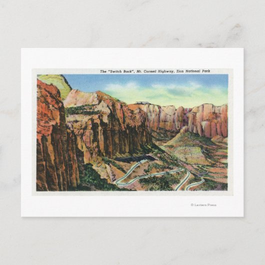 Uitzicht van de Schakelaar terug, Mt. Carmel Highw Briefkaart (Voorkant)