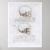 Uitzicht van de schedel, Leonardo da Vinci Poster (Voorkant)