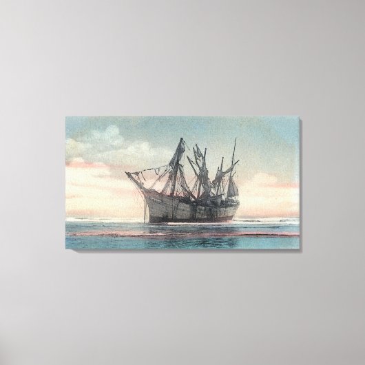 Uitzicht van de Scheepsramp van Peter Iredale Canvas Afdruk (Voorkant)