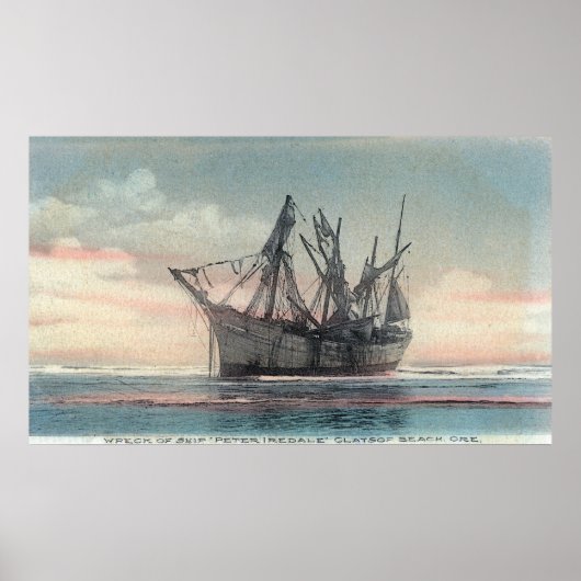 Uitzicht van de Scheepsramp van Peter Iredale Poster (Voorkant)