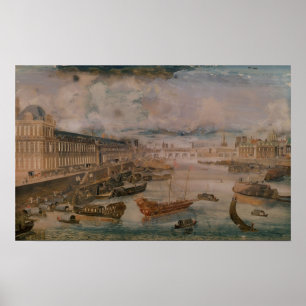 Uitzicht van de Seine, de Grande Galerie van Louvr Poster