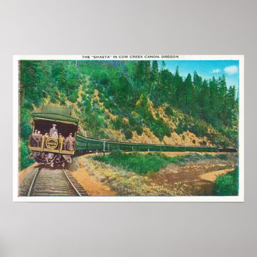 Uitzicht van de Shasta TrainCow Creek Canyon, OF Poster (Voorkant)
