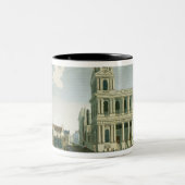 Uitzicht van de Sint-Sulpice-kerk Tweekleurige Koffiemok (Center)