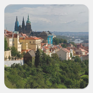 Uitzicht van de Sint-Vituskathedraal, Praag, Tsjec Vierkante Sticker