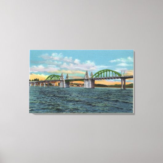 Uitzicht van de Siuslaw River Bridge Canvas Afdruk (Voorkant)