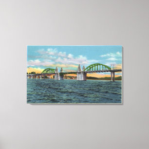 Uitzicht van de Siuslaw River Bridge Canvas Afdruk