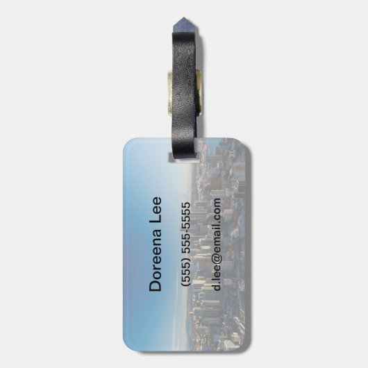 Uitzicht van de skyline van de stad Seattle Bagagelabel (Achterkant verticaal)