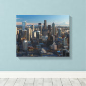 Uitzicht van de skyline van de stad Seattle Canvas Afdruk (Insitu (Houten vloer))