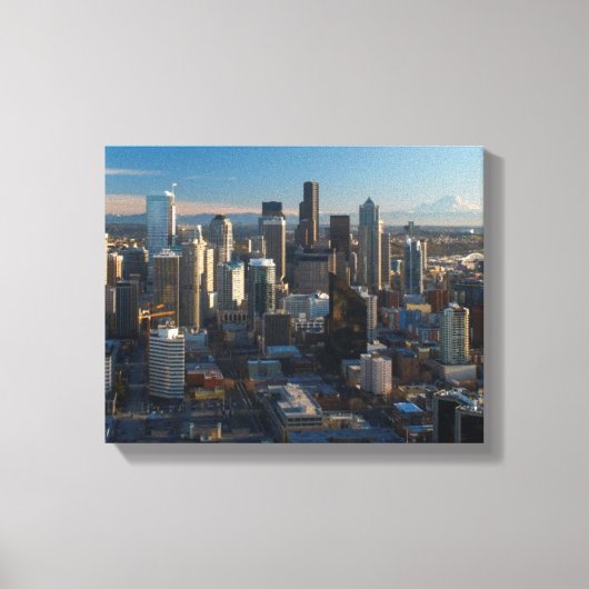 Uitzicht van de skyline van de stad Seattle Canvas Afdruk (Voorkant)