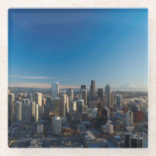 Uitzicht van de skyline van de stad Seattle Glazen Onderzetter