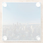 Uitzicht van de skyline van de stad Seattle Glazen Onderzetter (Achterkant)