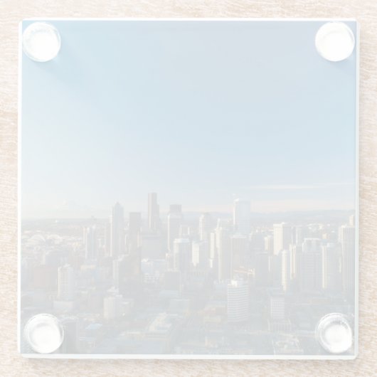 Uitzicht van de skyline van de stad Seattle Glazen Onderzetter (Achterkant)