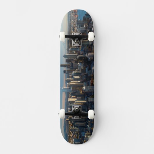 Uitzicht van de skyline van de stad Seattle Persoonlijk Skateboard (Voorkant)