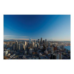 Uitzicht van de skyline van de stad Seattle Poster
