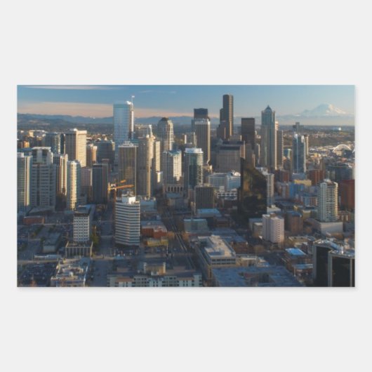 Uitzicht van de skyline van de stad Seattle Rechthoekige Sticker (Voorkant)
