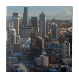 Uitzicht van de skyline van de stad Seattle Tegeltje