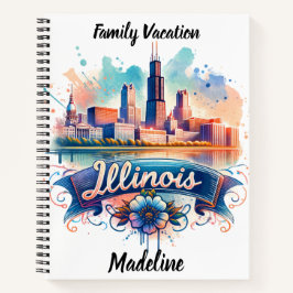 Uitzicht van de skyline van Illinois Notitieboek
