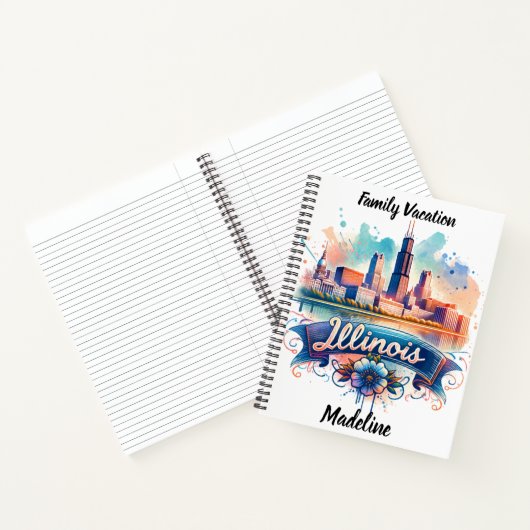 Uitzicht van de skyline van Illinois Notitieboek (Binnen)