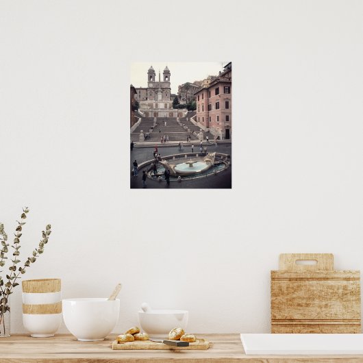 Uitzicht van de Spaanse Stappen of Scalinata Poster (Keuken)