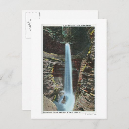 Uitzicht van de spectaculaire Cavern Cascade Briefkaart (Voorkant / Achterkant)