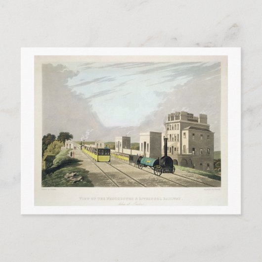Uitzicht van de spoorweg Manchester en Liverpool, Briefkaart (Voorkant)