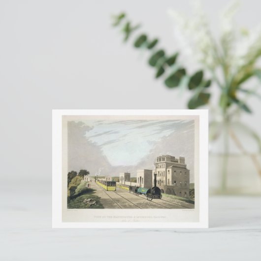 Uitzicht van de spoorweg Manchester en Liverpool, Briefkaart (Staand voorkant)