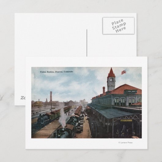 Uitzicht van de spoorweg van het station van de Un Briefkaart (Voorkant / Achterkant)