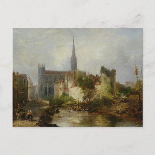Uitzicht van de St. Peter, Caen, 1841 Briefkaart (Voorkant)