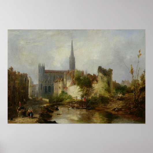 Uitzicht van de St. Peter, Caen, 1841 Poster (Voorkant)
