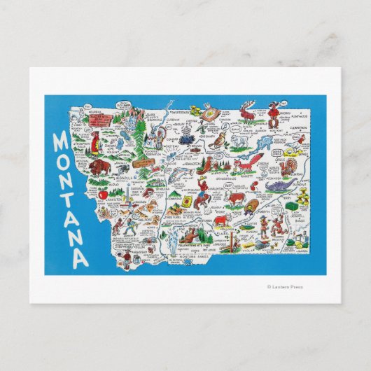 Uitzicht van de staat met Cartoons, Schilderachtig Briefkaart (Voorkant)