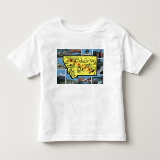 Uitzicht van de staat met steden, Schilderachtig U Kinder Shirts (Voorkant)