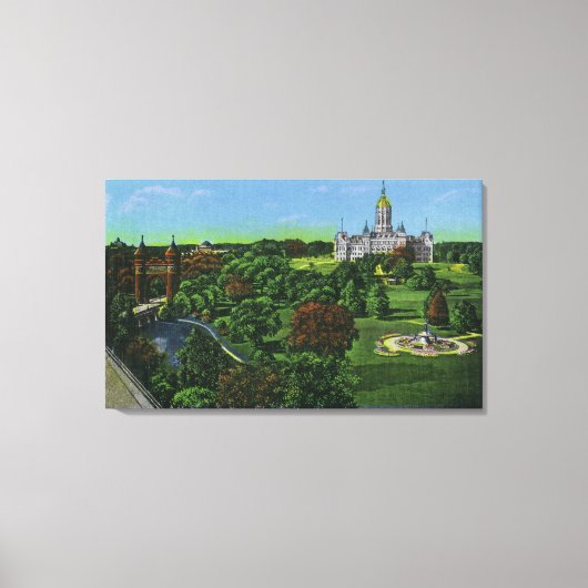 Uitzicht van de staatskapitolgronden, Memorial Arc Canvas Afdruk (Voorkant)