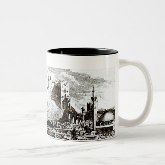 Uitzicht van de stad Aleppo, Syrië Tweekleurige Koffiemok (Rechts)
