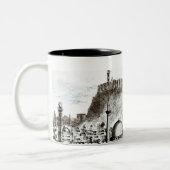 Uitzicht van de stad Aleppo, Syrië Tweekleurige Koffiemok (Links)