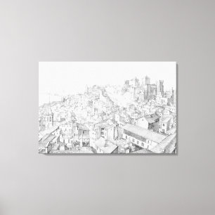 Uitzicht van de stad Avignon en de omgeving daarva Canvas Afdruk