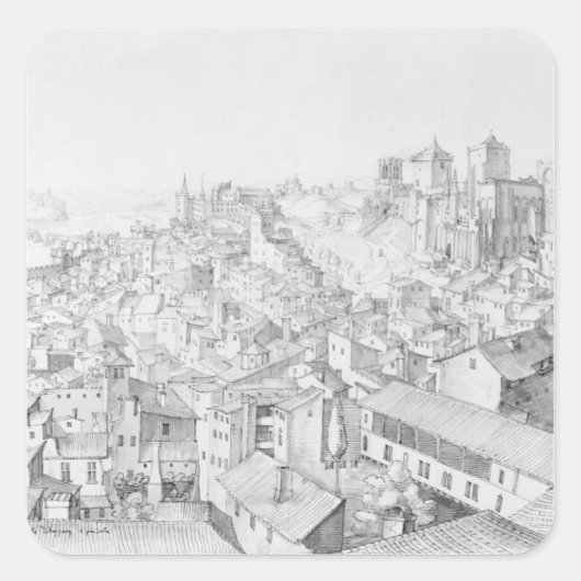 Uitzicht van de stad Avignon en de omgeving daarva Vierkante Sticker (Voorkant)