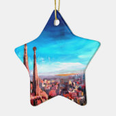 Uitzicht van de stad Barcelona en Sagrada Familia Keramisch Ornament (Links)
