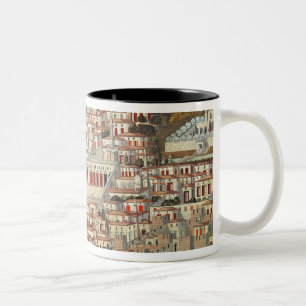 Uitzicht van de stad Damascus Tweekleurige Koffiemok