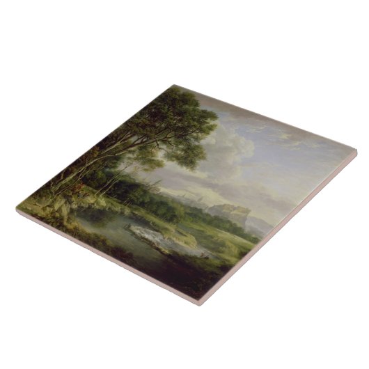 Uitzicht van de stad Edinburgh, c.1822 (olie op he Tegeltje (Zijkant)