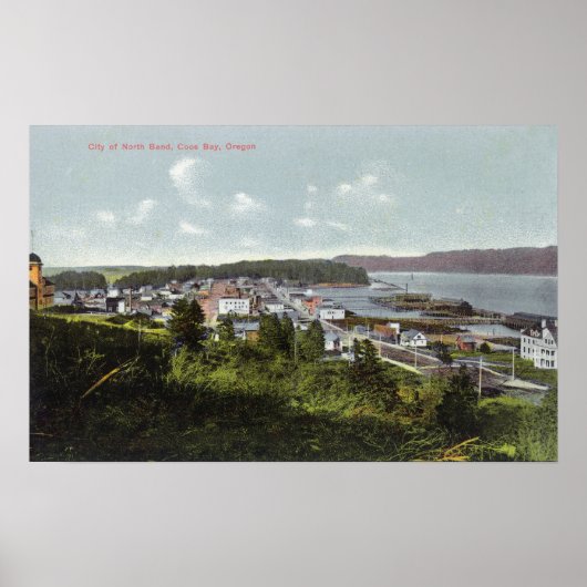 Uitzicht van de stad en de baai van Coos Poster (Voorkant)
