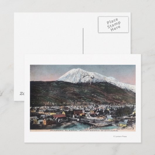 Uitzicht van de stad en de berg DeweySkagway, AK Briefkaart (Voorkant / Achterkant)