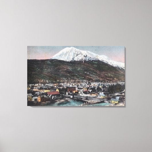 Uitzicht van de stad en de berg DeweySkagway, AK Canvas Afdruk (Voorkant)