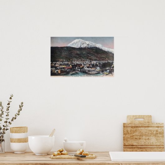 Uitzicht van de stad en de berg DeweySkagway, AK Poster (Keuken)