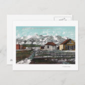 Uitzicht van de stad en de berg na een lentesneeuw briefkaart (Voorkant / Achterkant)