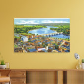 Uitzicht van de stad en het Connecticut Canvas Afdruk (Insitu (Woonkamer))